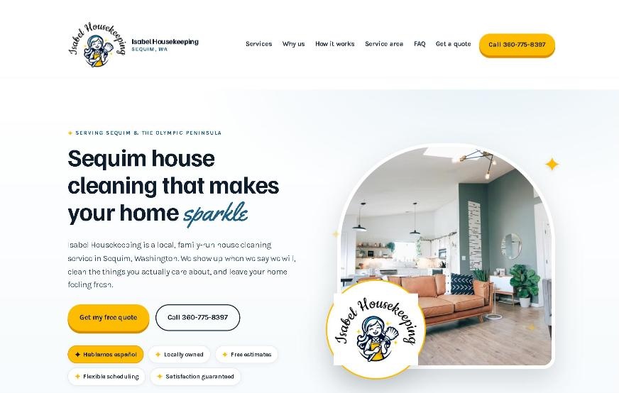 Homepage of the Isabel Housekeeping website